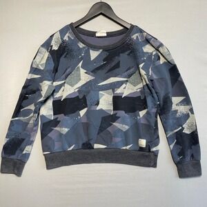 Activewear Women's Abstract Camo Crewneck Sweatshirt Size M Blue Athleisure